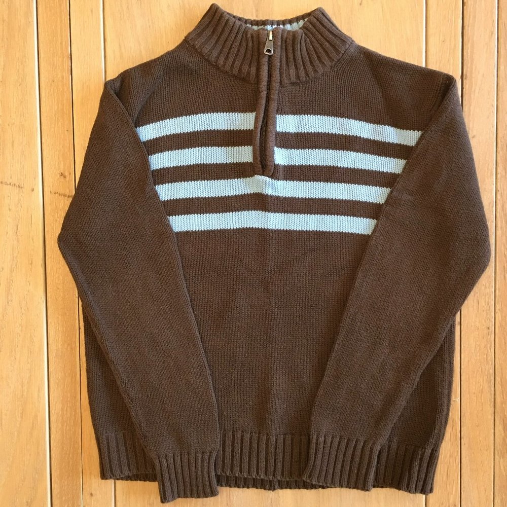Cherokee Brown Quarter-Zip Sweater, Boys' Medium (8/10)